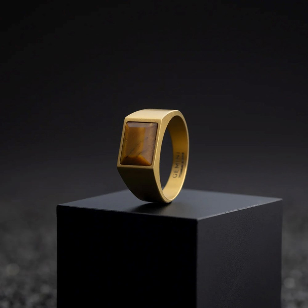 GEMINI 18k gold plated Titanium signet ring