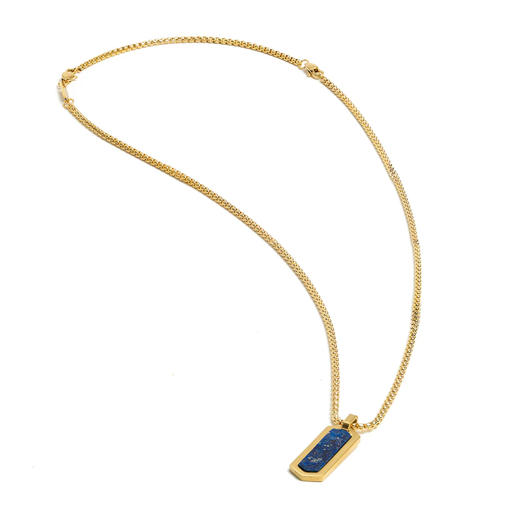 GEMINI LAPIS LAZULI STONE NECKLACE GOLD-PLATED lifestyle