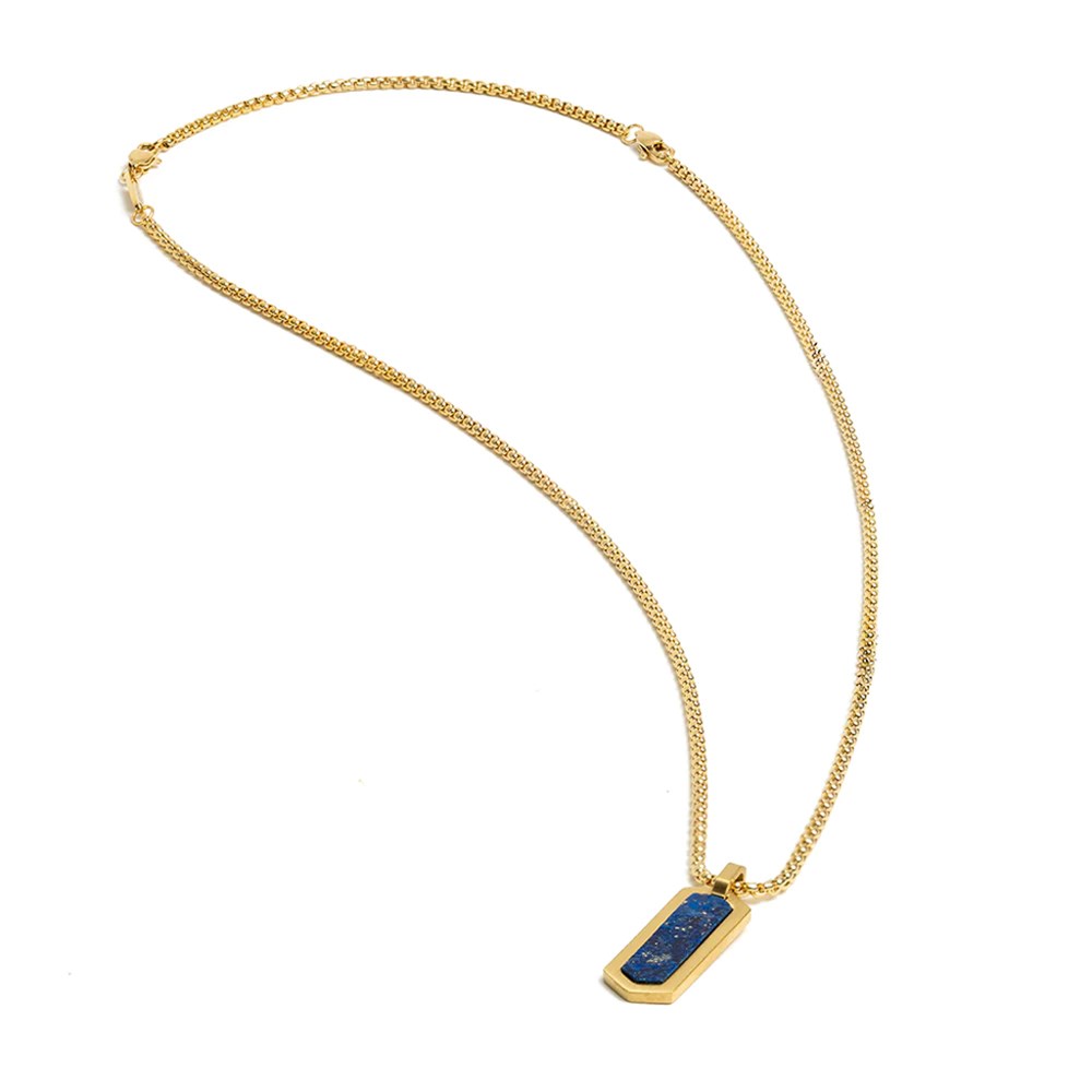 GEMINI LAPIS LAZULI STONE NECKLACE GOLD-PLATED