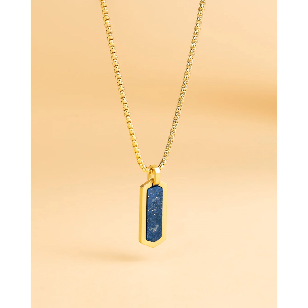 GEMINI LAPIS LAZULI STONE NECKLACE GOLD-PLATED