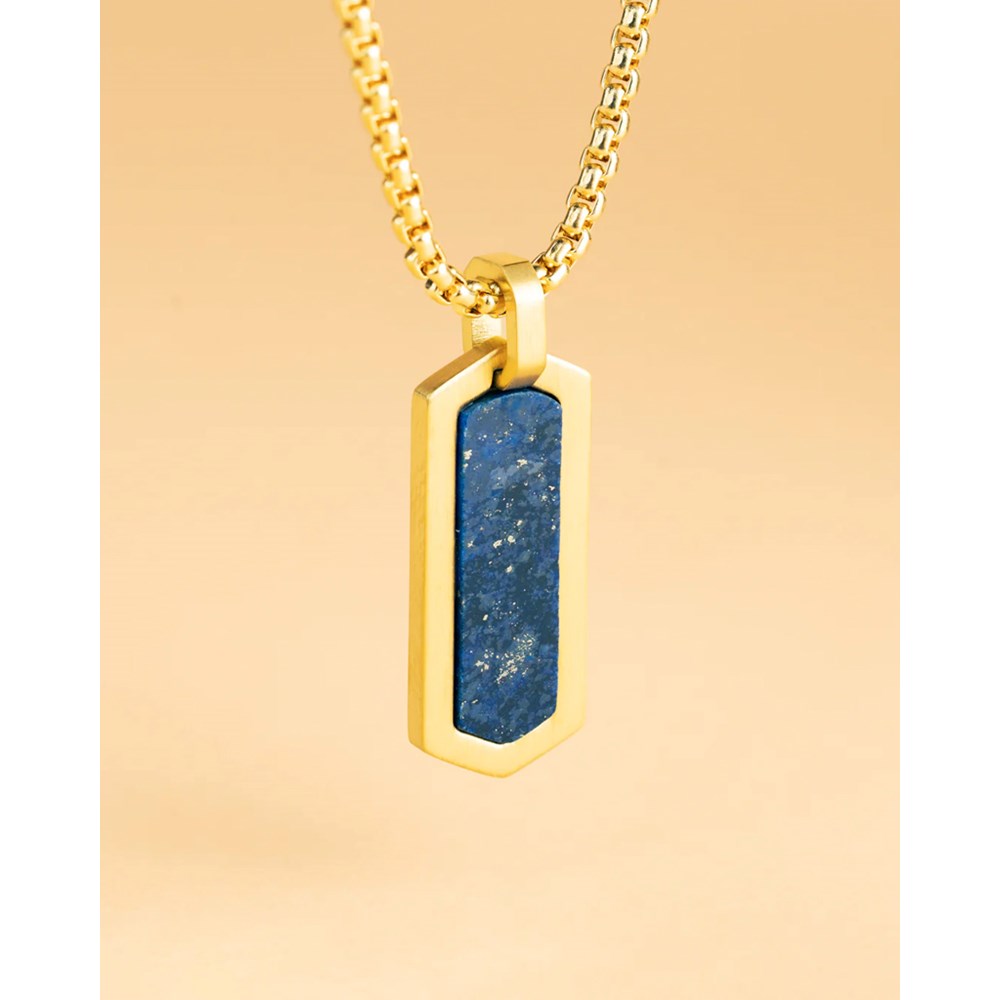 GEMINI LAPIS LAZULI STONE NECKLACE GOLD-PLATED