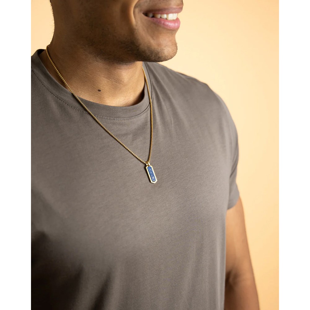GEMINI LAPIS LAZULI STONE NECKLACE GOLD-PLATED