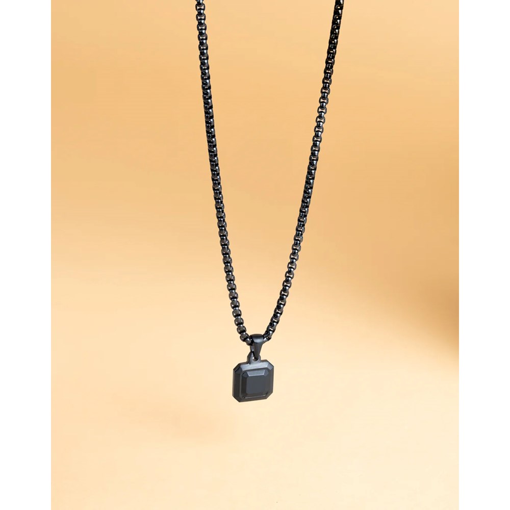 GEMINI BLACK AGATE STONE NECKLACE