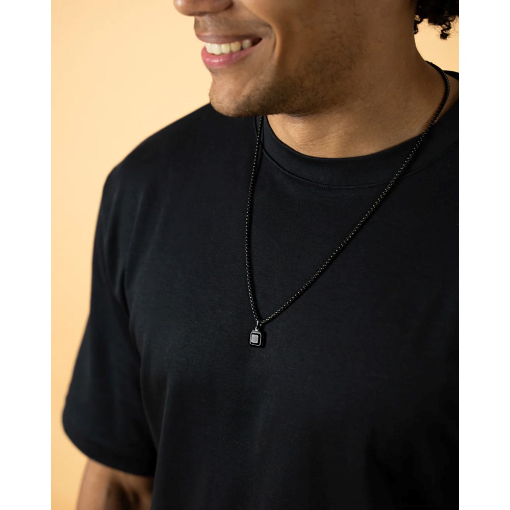 GEMINI BLACK AGATE STONE NECKLACE