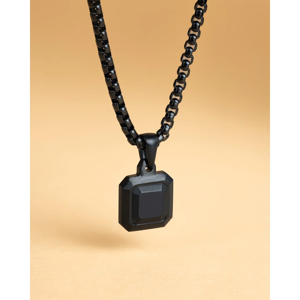 GEMINI BLACK AGATE STONE NECKLACE
