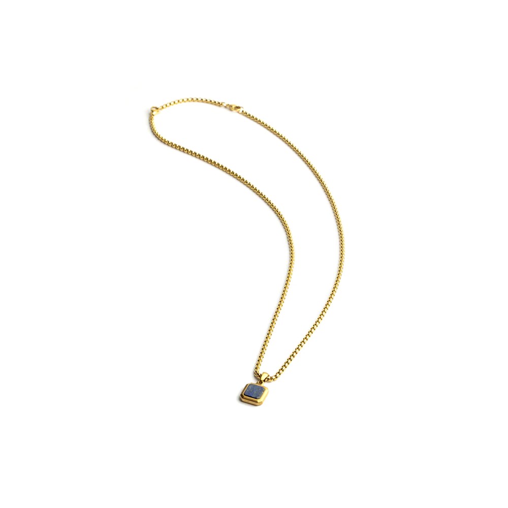 GEMINI LAPIS LAZULI STONE NECKLACE GOLD-PLATED