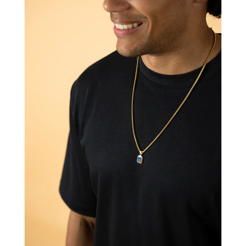 GEMINI LAPIS LAZULI STONE NECKLACE GOLD-PLATED