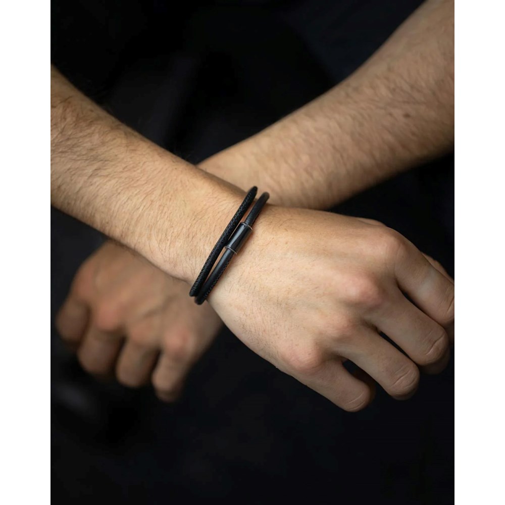 GEMINI ONYX STONE LEATHER BRACELET