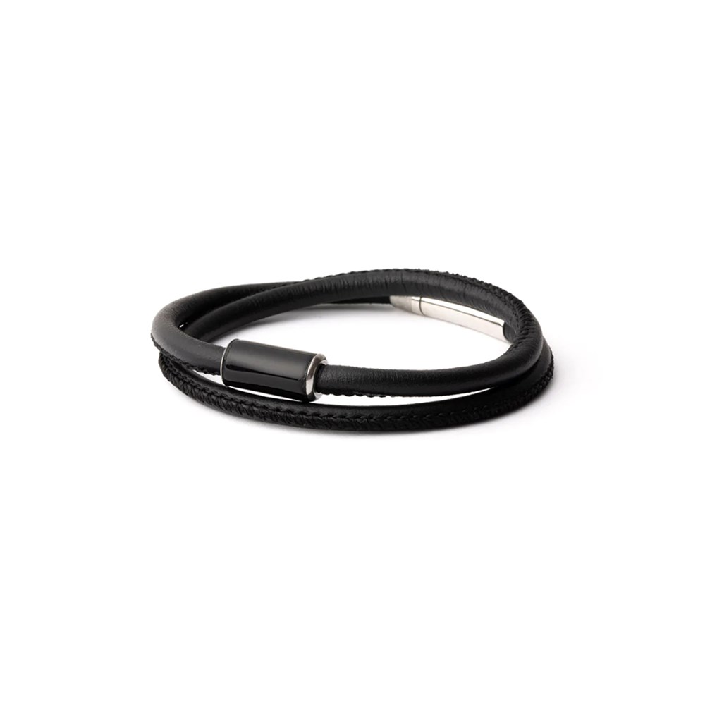 GEMINI ONYX STONE LEATHER BRACELET