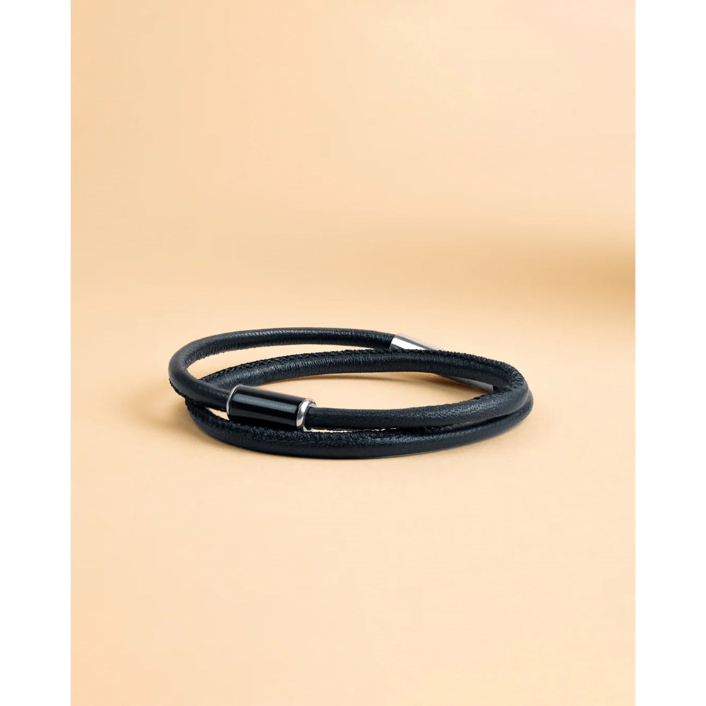 GEMINI ONYX STONE LEATHER BRACELET