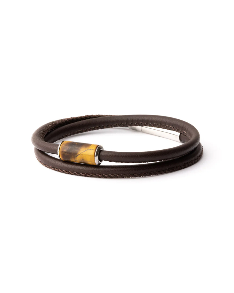 GEMINI TIGER EYE STONE LEATHER BRACELET lifestyle