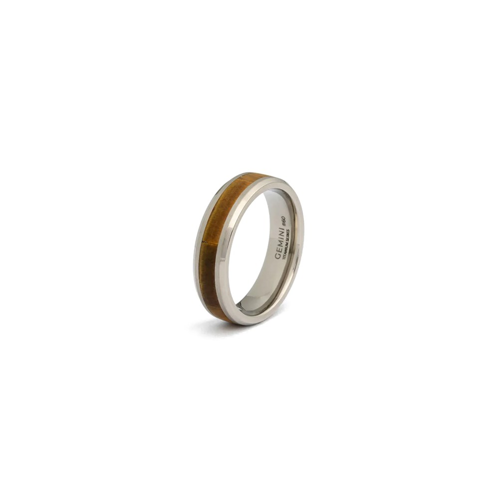 GEMINI TIGER EYE STONE TITANIUM RING