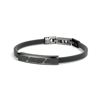 GEMINI FORGED CARBON NAPPA LEATHER BRACELET