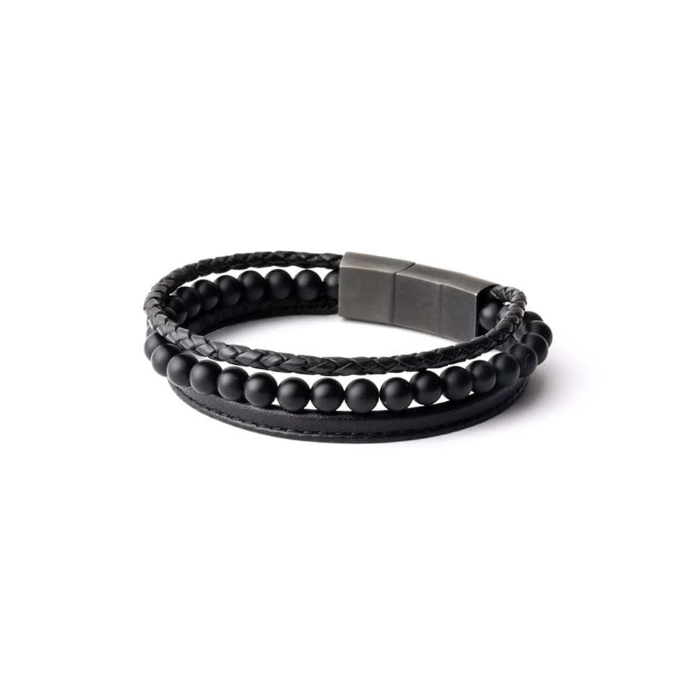 GEMINI AGATE STONE NAPPA LEATHER BRACELET