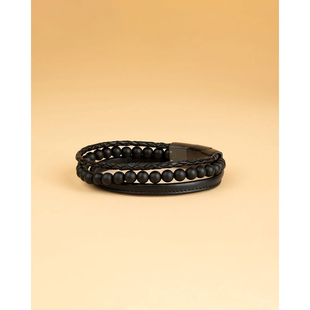 GEMINI AGATE STONE NAPPA LEATHER BRACELET