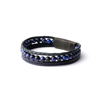 GEMINI TIGER EYE STONE NAPPA LEATHER BRACELET