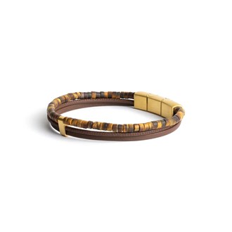 GEMINI TIGER EYE STONE NAPPA LEATHER BRACELET