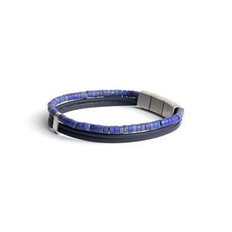 GEMINI LAPIS LAZULI NAPPA LEATHER BRACELET