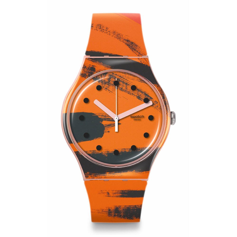 SWATCH BARNS-GRAHAM'S ORANGE AND RED ON PINK