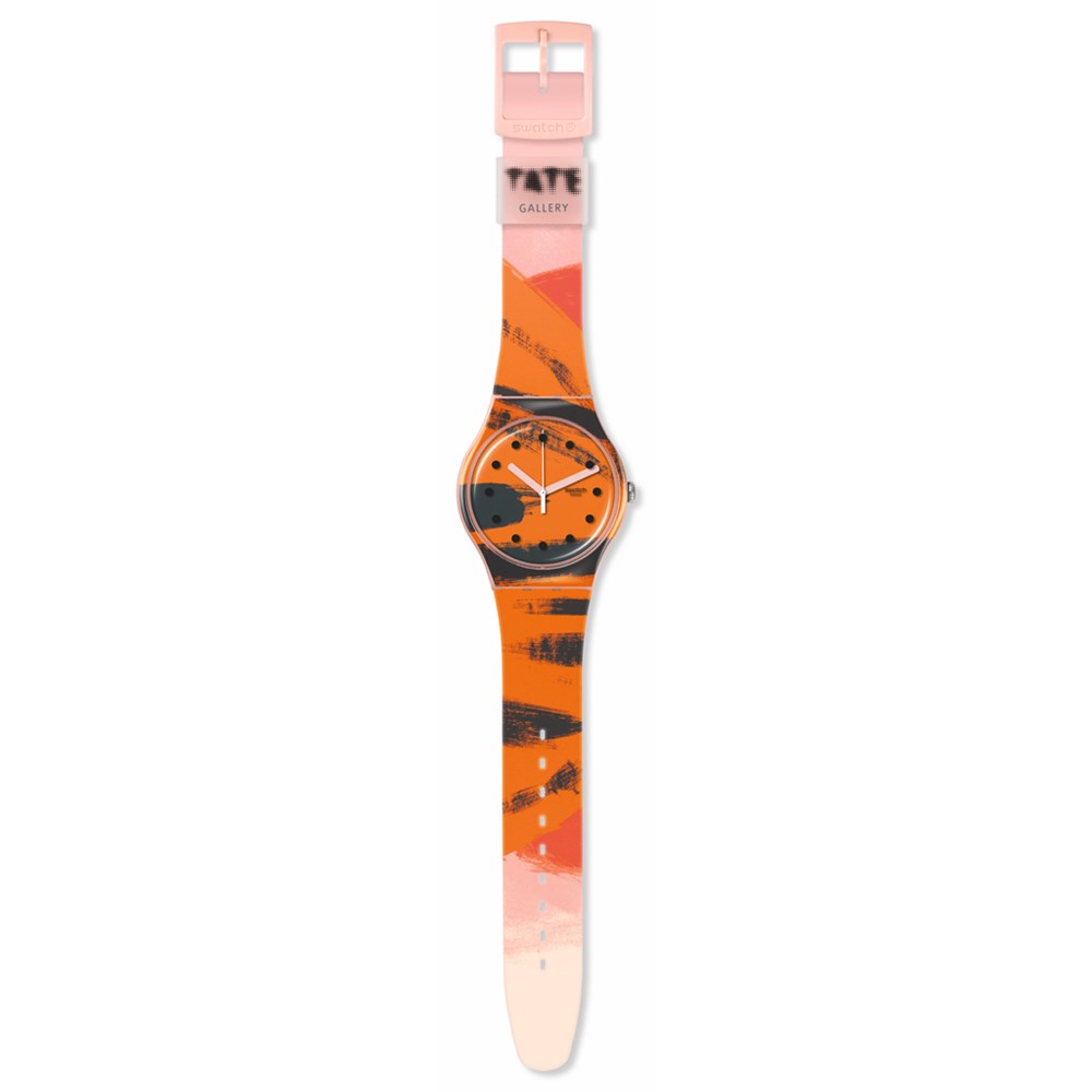 SWATCH BARNS-GRAHAM'S ORANGE AND RED ON PINK