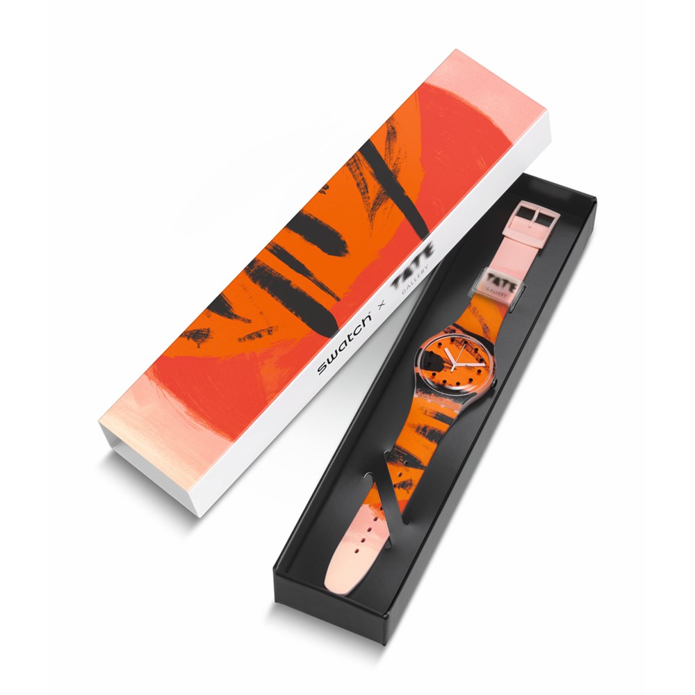 SWATCH BARNS-GRAHAM'S ORANGE AND RED ON PINK