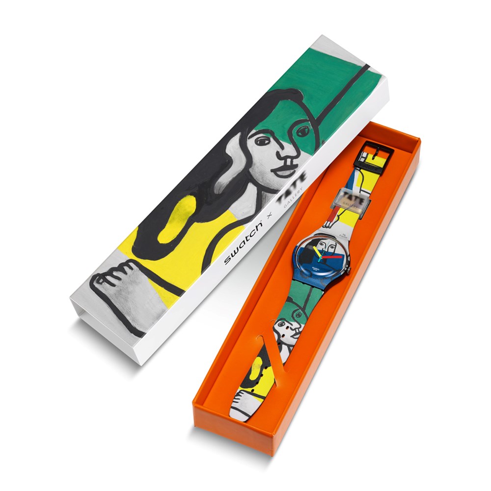 SWATCH LAGER'S TWO WOMEN HOLDING FLOWERS