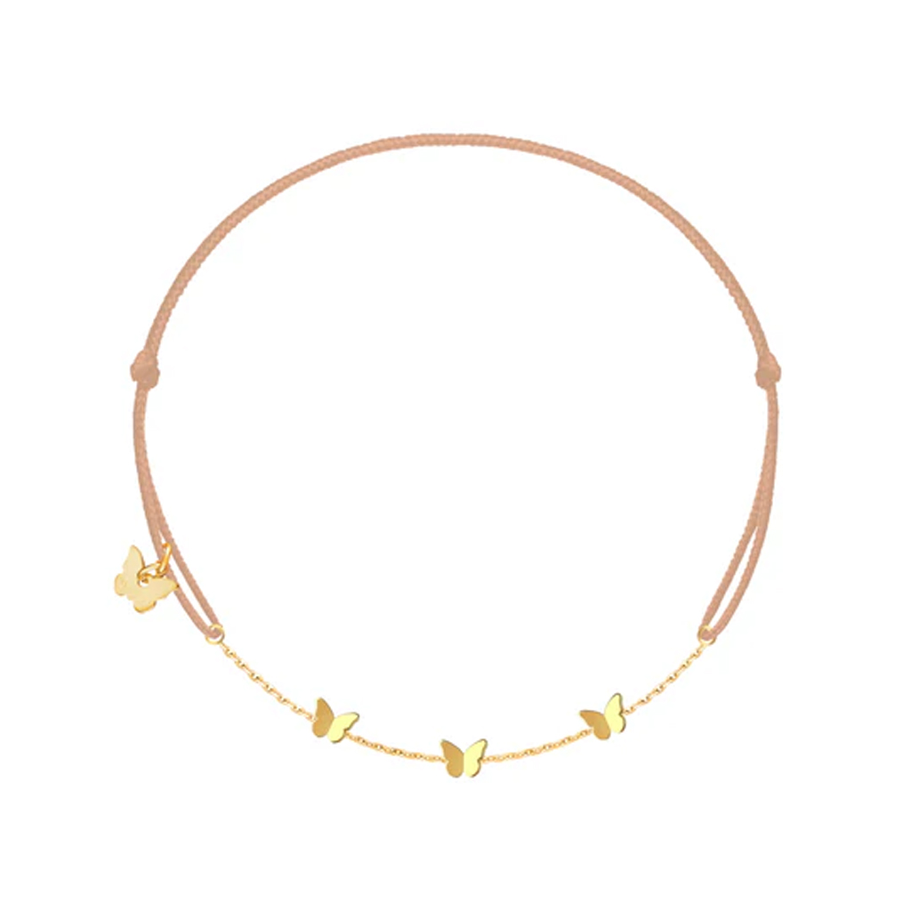 BORBOLETA 3 Butterflies Yellow Gold Plated Bracelet lifestyle