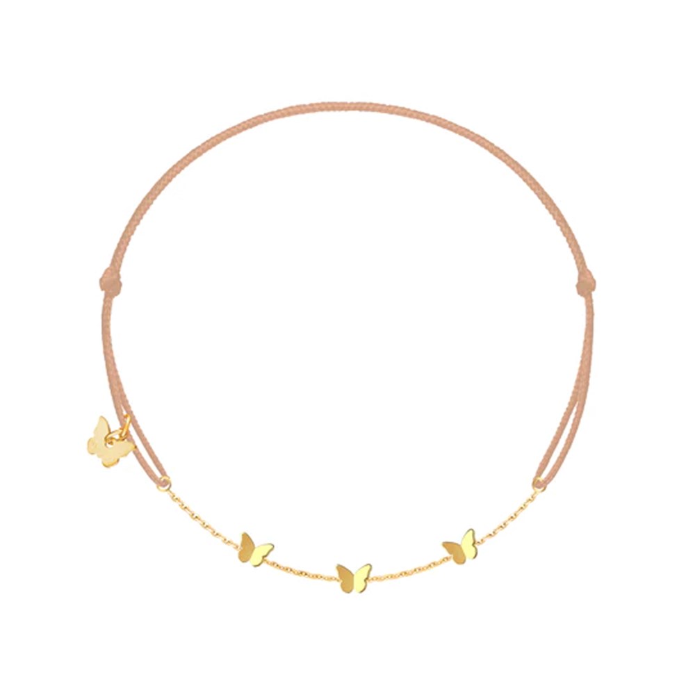 BORBOLETA 3 Butterflies Yellow Gold Plated Bracelet