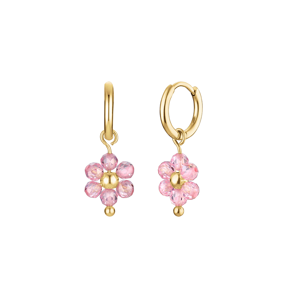 ROSEFIELD Pink Flower-bead Hoops lifestyle