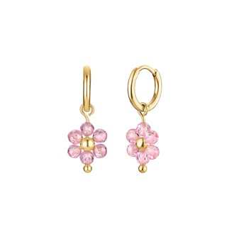 ROSEFIELD Pink Flower-bead Hoops
