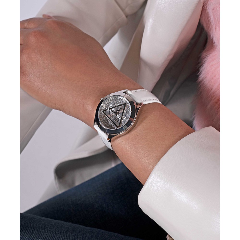 GUESS WHITE SILVER TONE