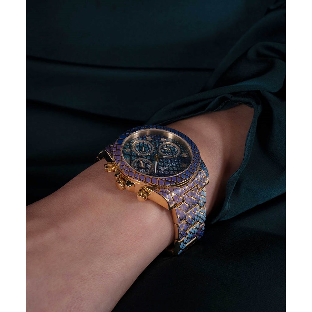 GUESS BLUE PURPLE GOLD TONE