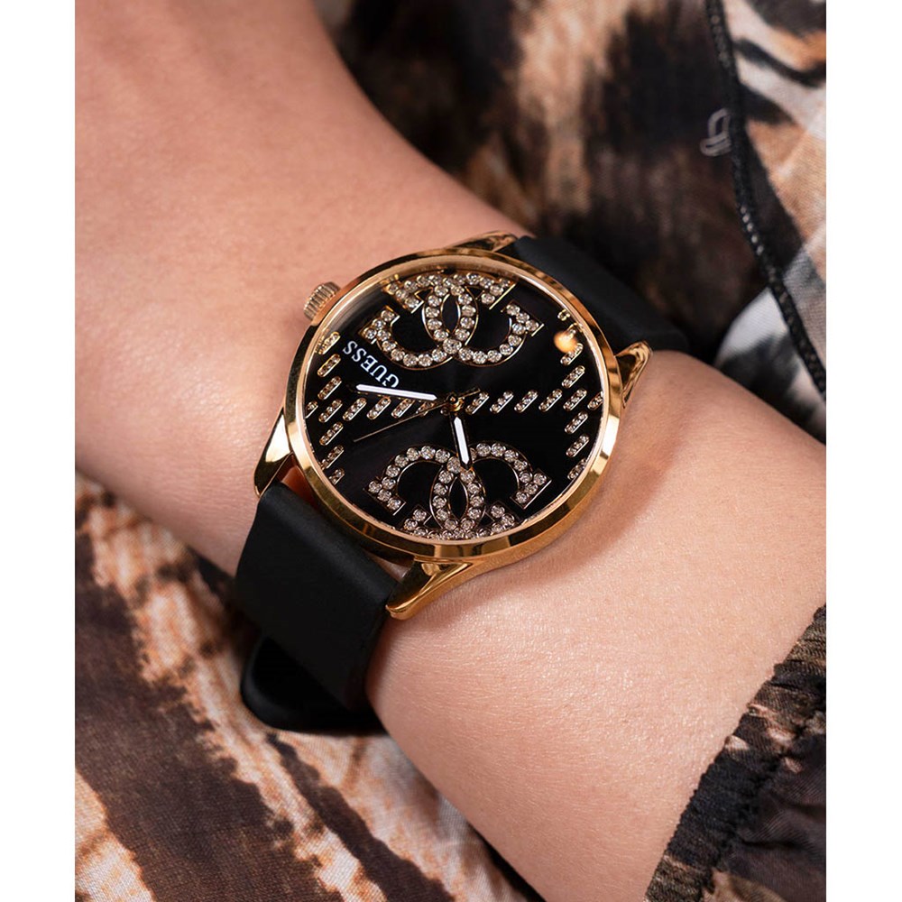 GUESS BLACK GOLD TONE