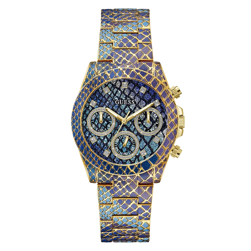 GUESS BLUE PURPLE GOLD TONE lifestyle